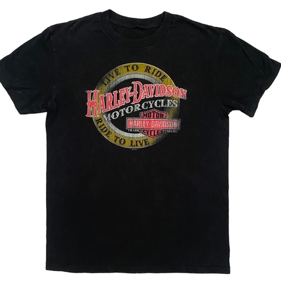 HARLEY-DAVIDSON NEES GALESBURG IL Black Graphic T Shirt in Medium - Picture 1 of 6